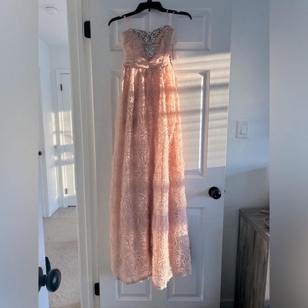 NWT. Size 3 blush Trixxi formal gown